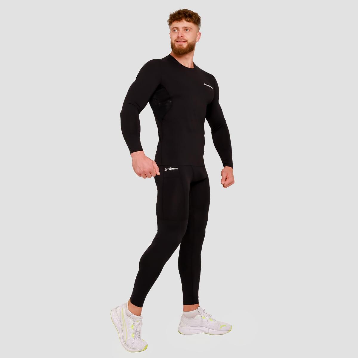 Leggings uomo palestra slim neri 6/7