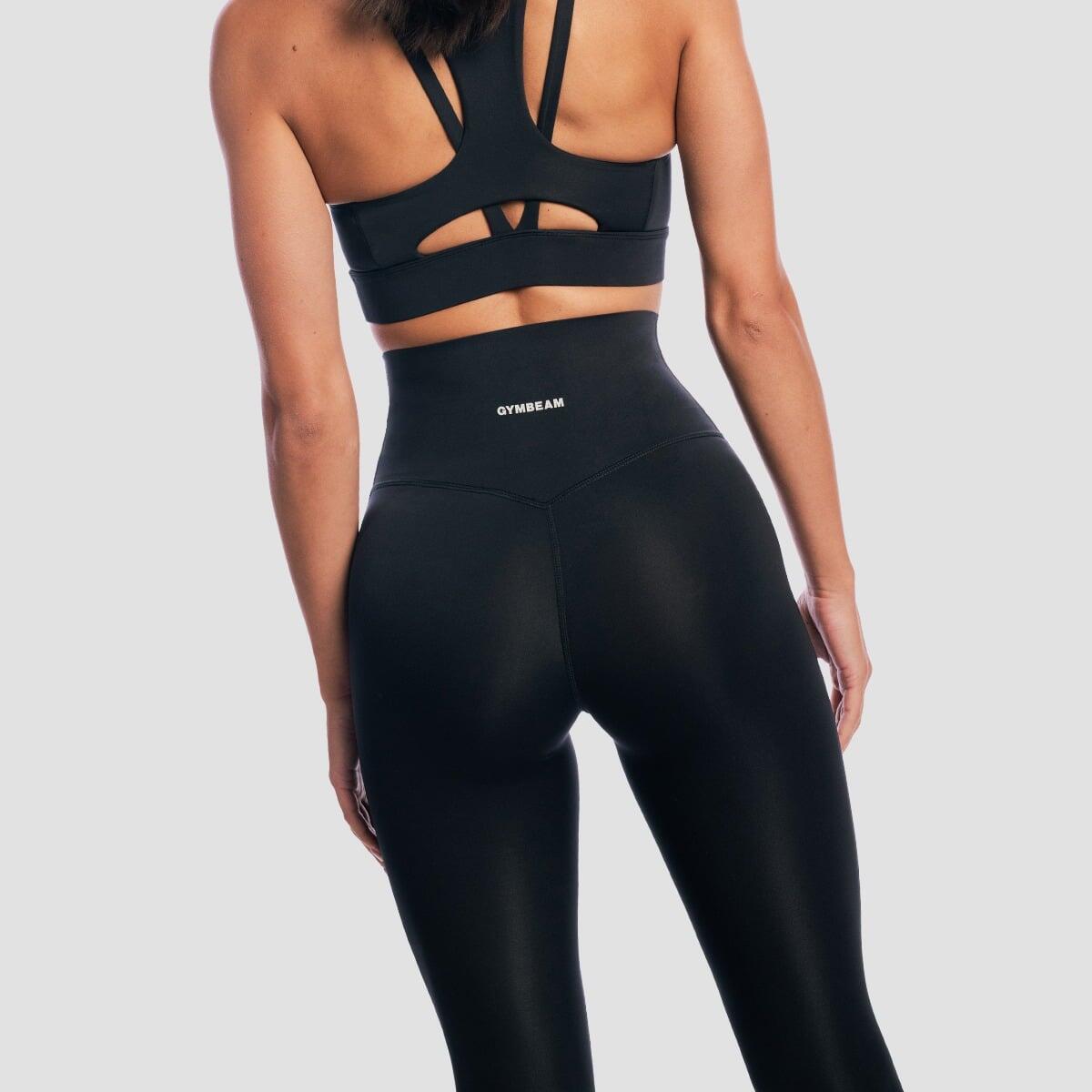 Legginsy damskie fitness z wysoką talią czarne Aura 2/7
