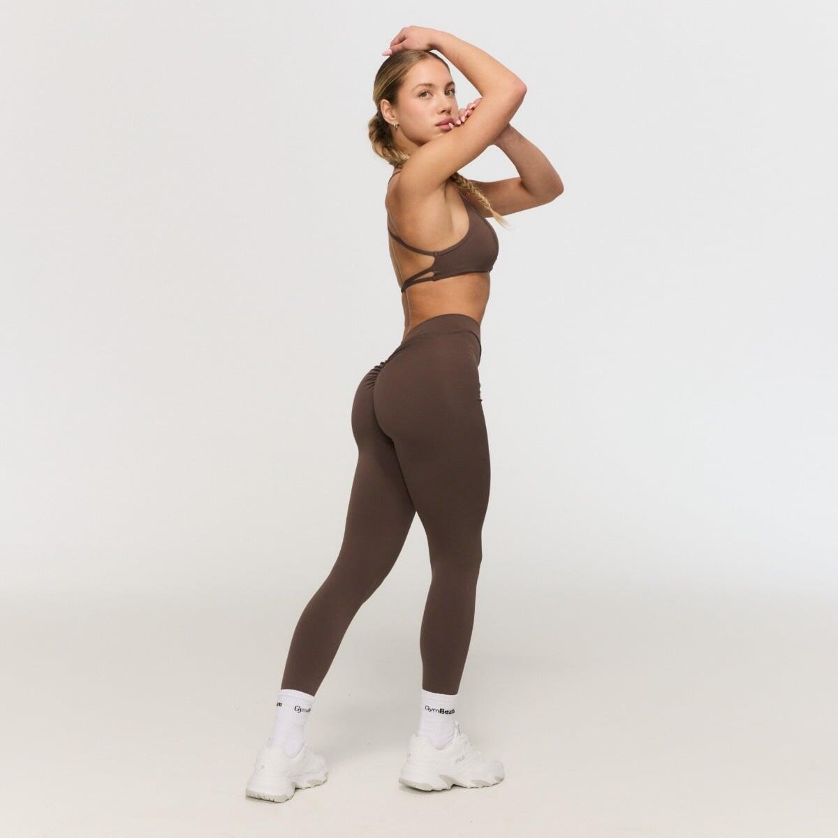 Legginsy damskie fitness z wysokim stanem cappuccino Fierce V-back 3/4
