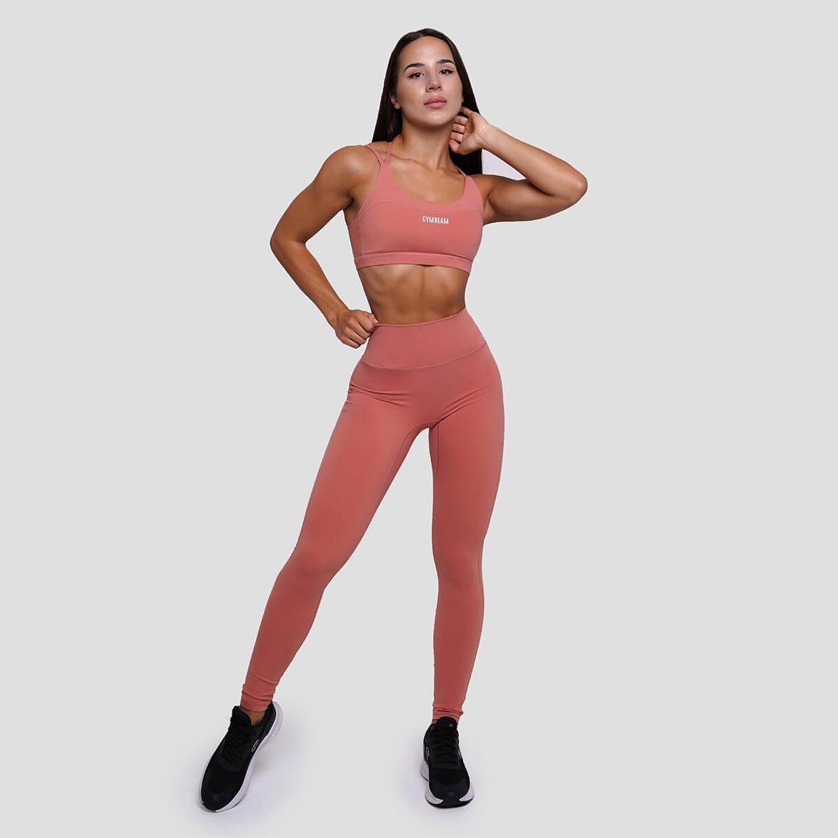 Biustonosz sportowy damski fitness bez zapięcia łososiowy FIT 5/7