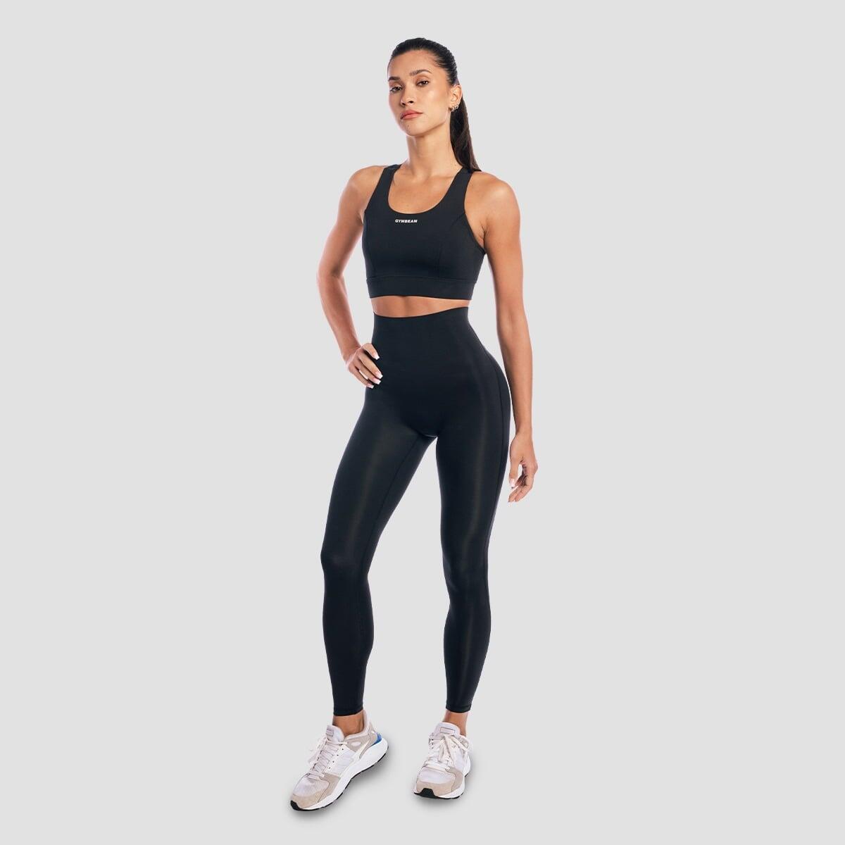 Legginsy damskie fitness z wysoką talią czarne Aura 5/7