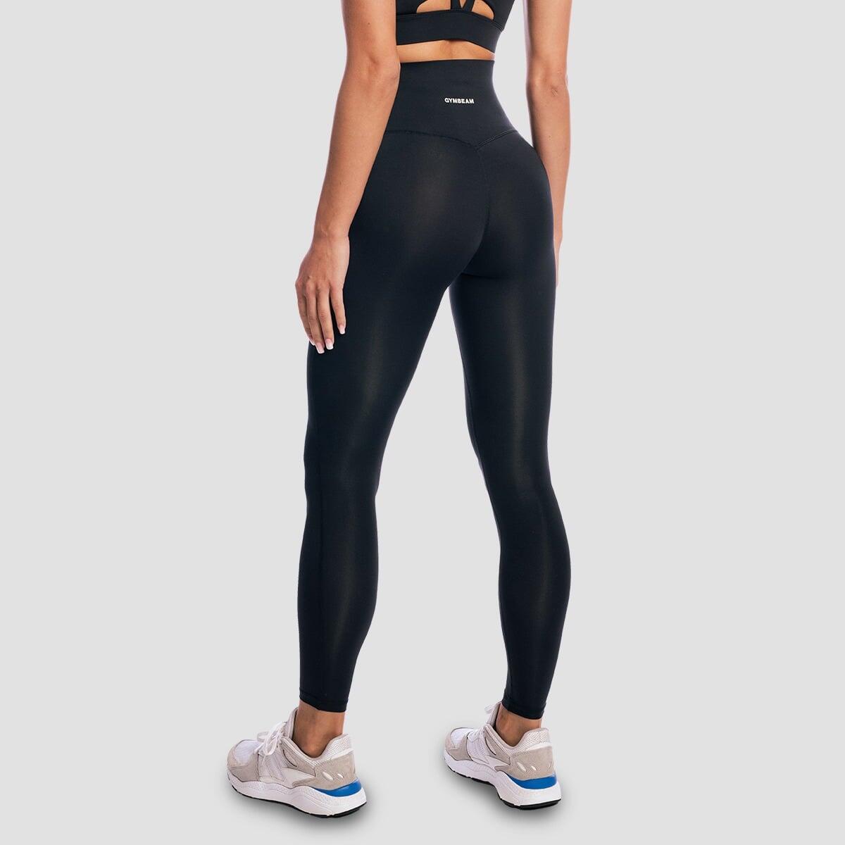 Legginsy damskie fitness z wysoką talią czarne Aura 4/7