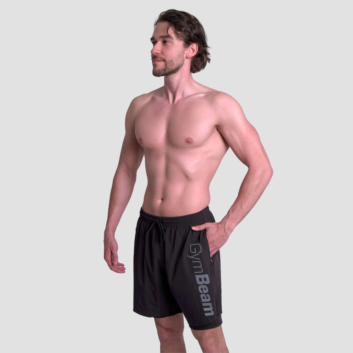 Szorty męskie fitness 2w1 czarne Essence 2/7
