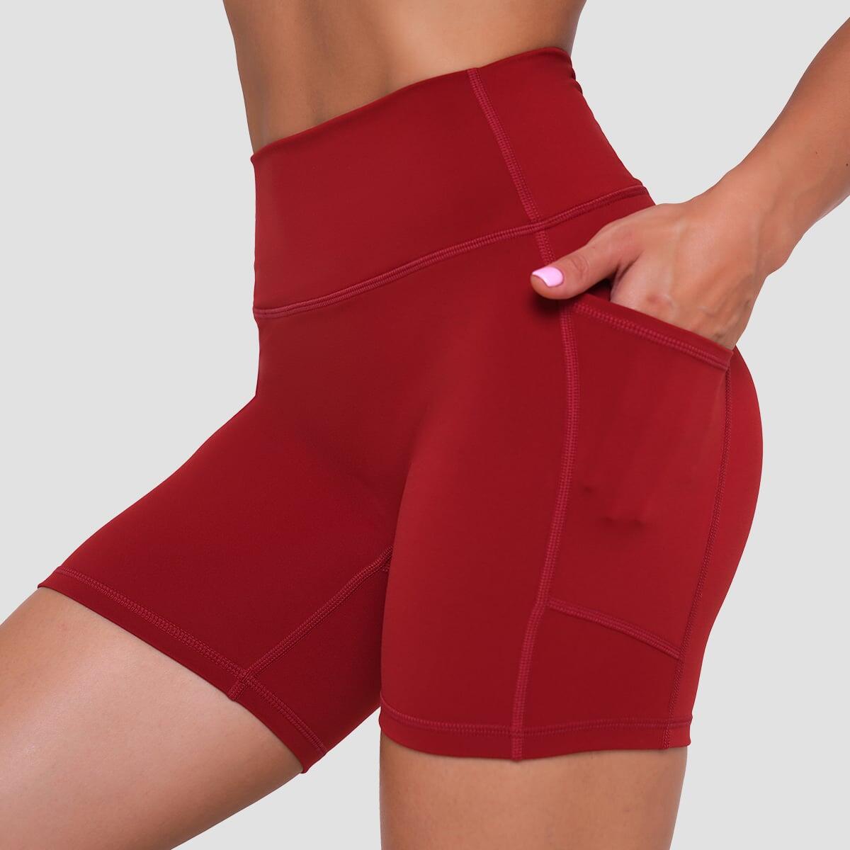 Pantaloncini donna fitness slim rossi Ignite 2/6