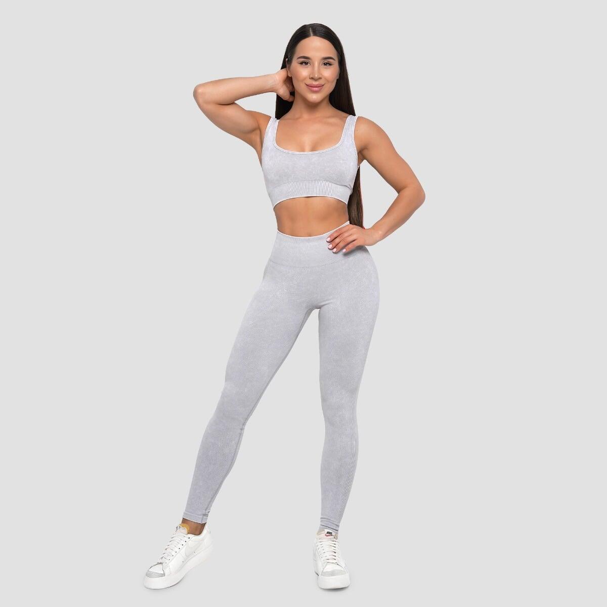 Legginsy damskie fitness bezszwowe szare Lift 4/6