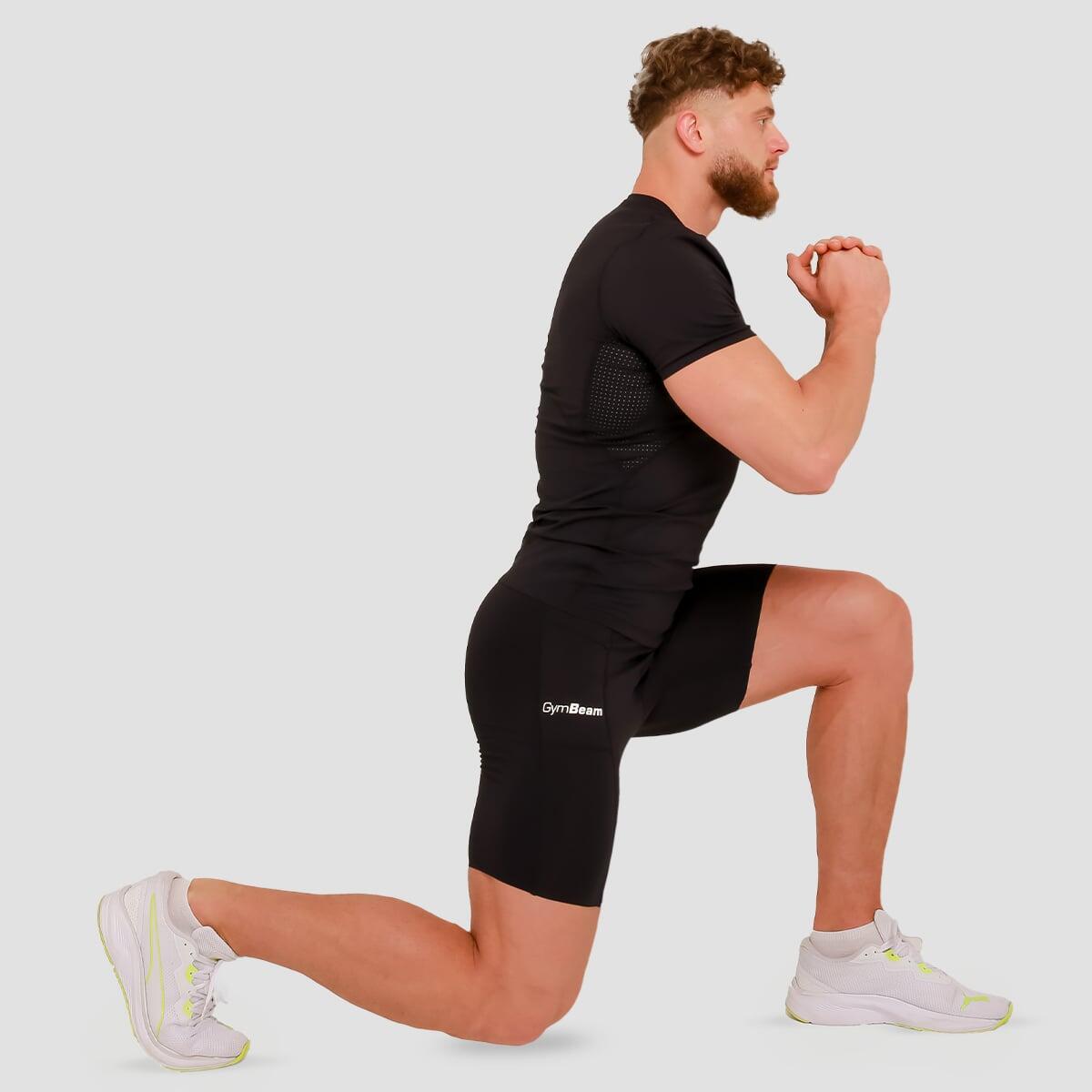 Pantaloncini uomo palestra slim neri 4/7