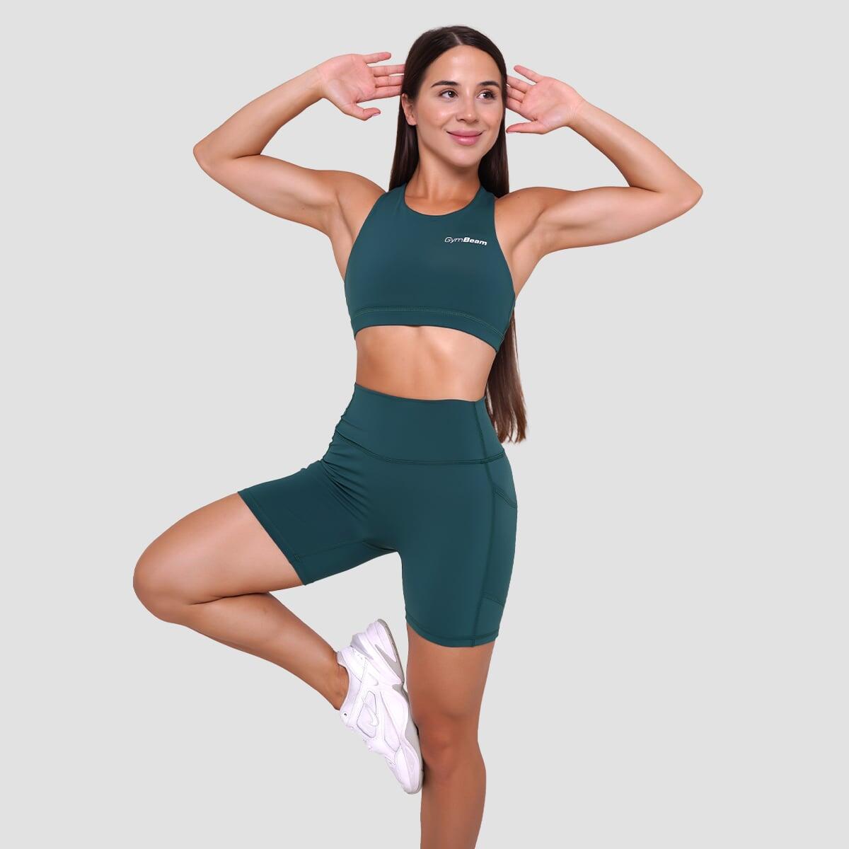 Szorty damskie fitness slim z kieszeniami zielone Ignite 5/7