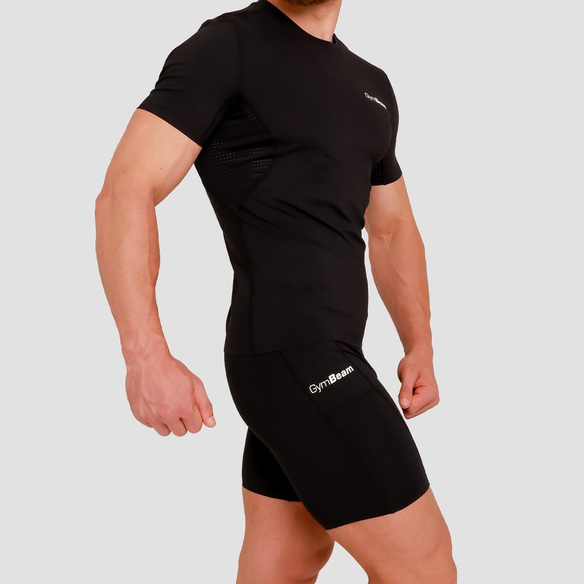 Pantaloncini uomo palestra slim neri 6/7