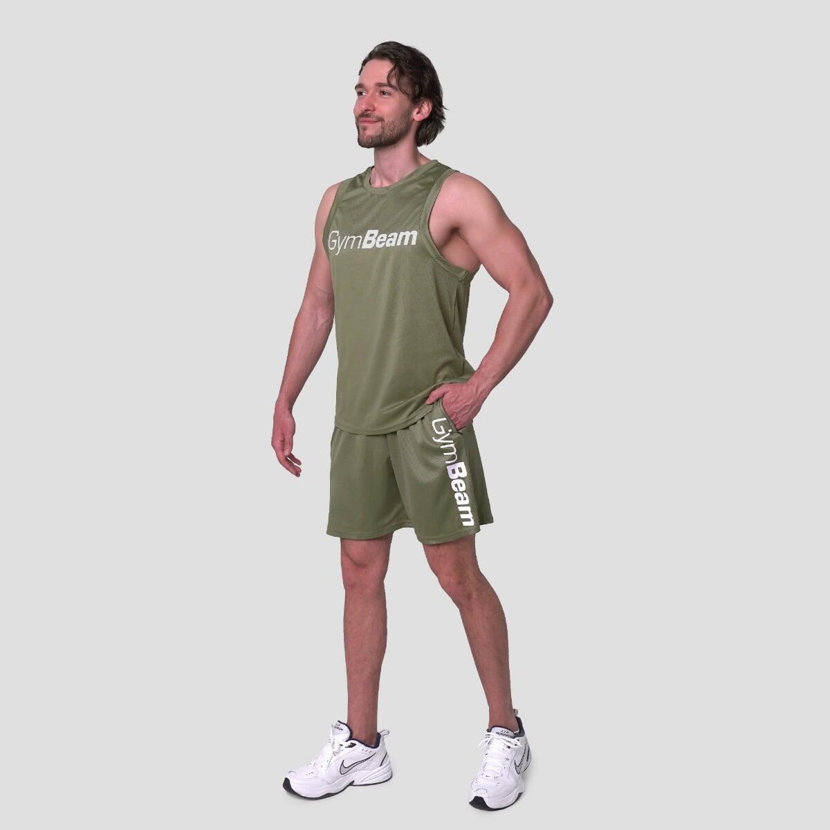 Pantaloncini uomo palestra con zip verdi Essence 5/7