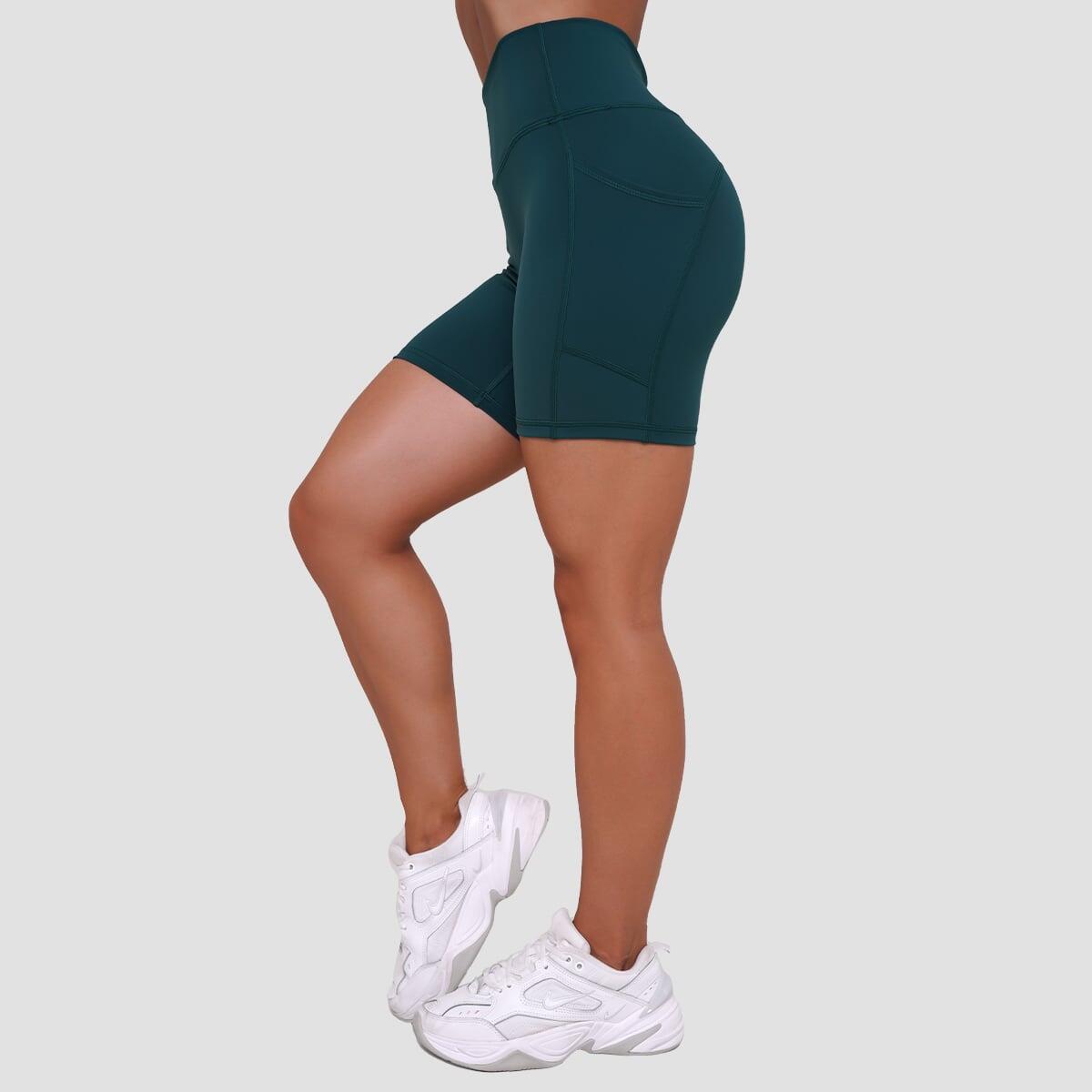 Szorty damskie fitness slim z kieszeniami zielone Ignite 4/7