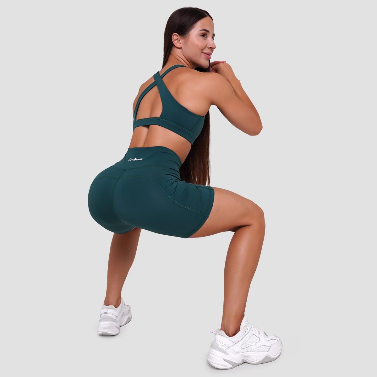 Szorty damskie fitness slim z kieszeniami zielone Ignite 6/7