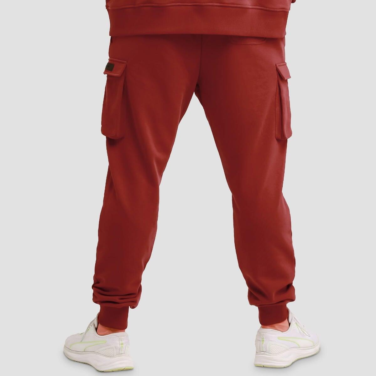 Pantaloni uomo tempo libero con tasche rossi Utility 3/7