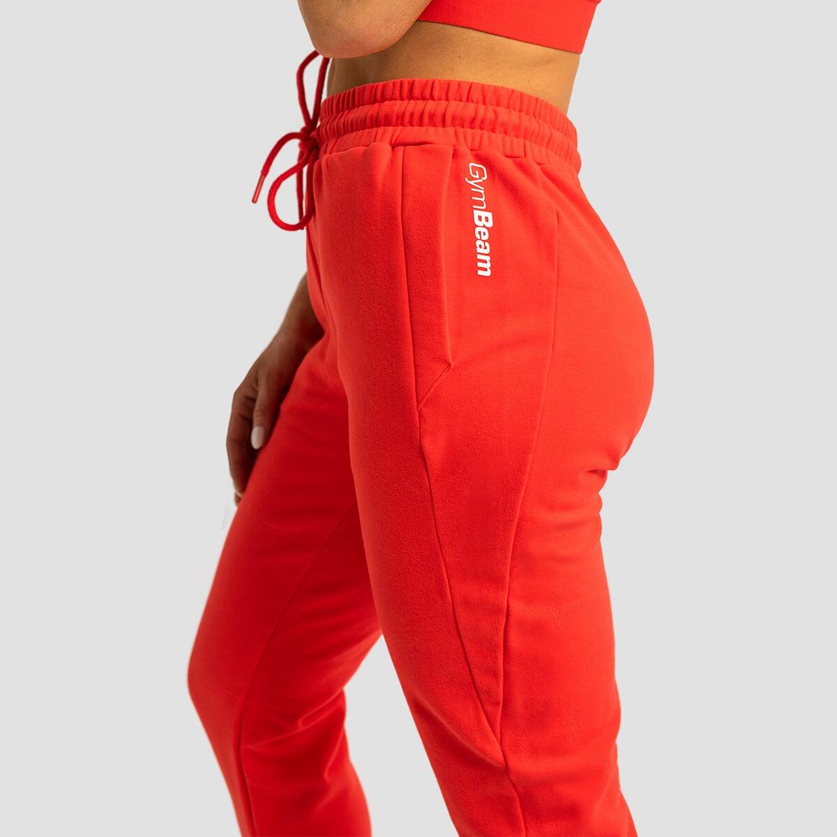 Joggery damskie fitness slim z zamkami czerwone Limitless 2/7