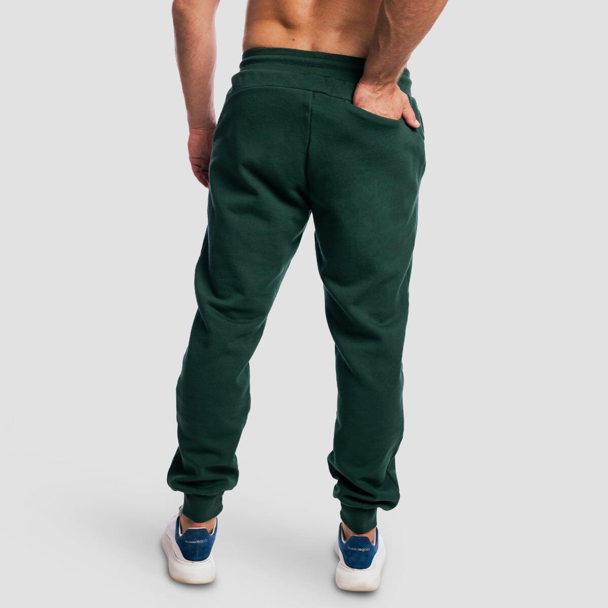 Spodnie męskie fitness oversize ze sznurkiem zielone Base 3/7