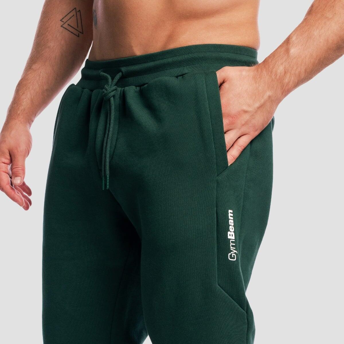 Spodnie męskie fitness oversize ze sznurkiem zielone Base 2/7