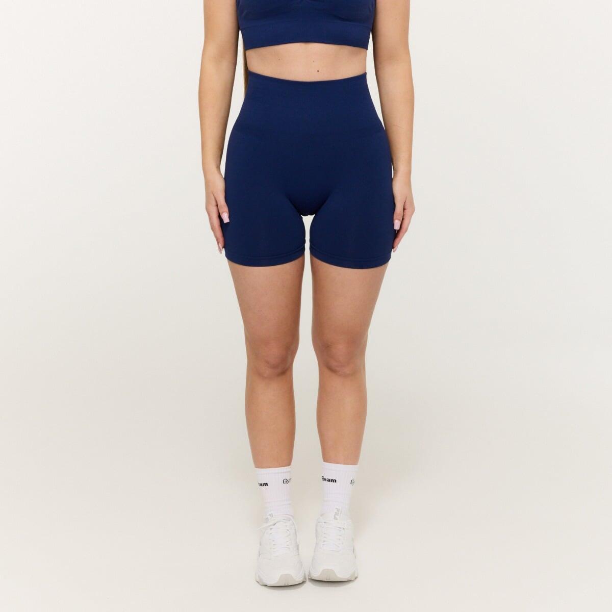 Pantaloncini donna fitness traspiranti blu Sculpt 5/7
