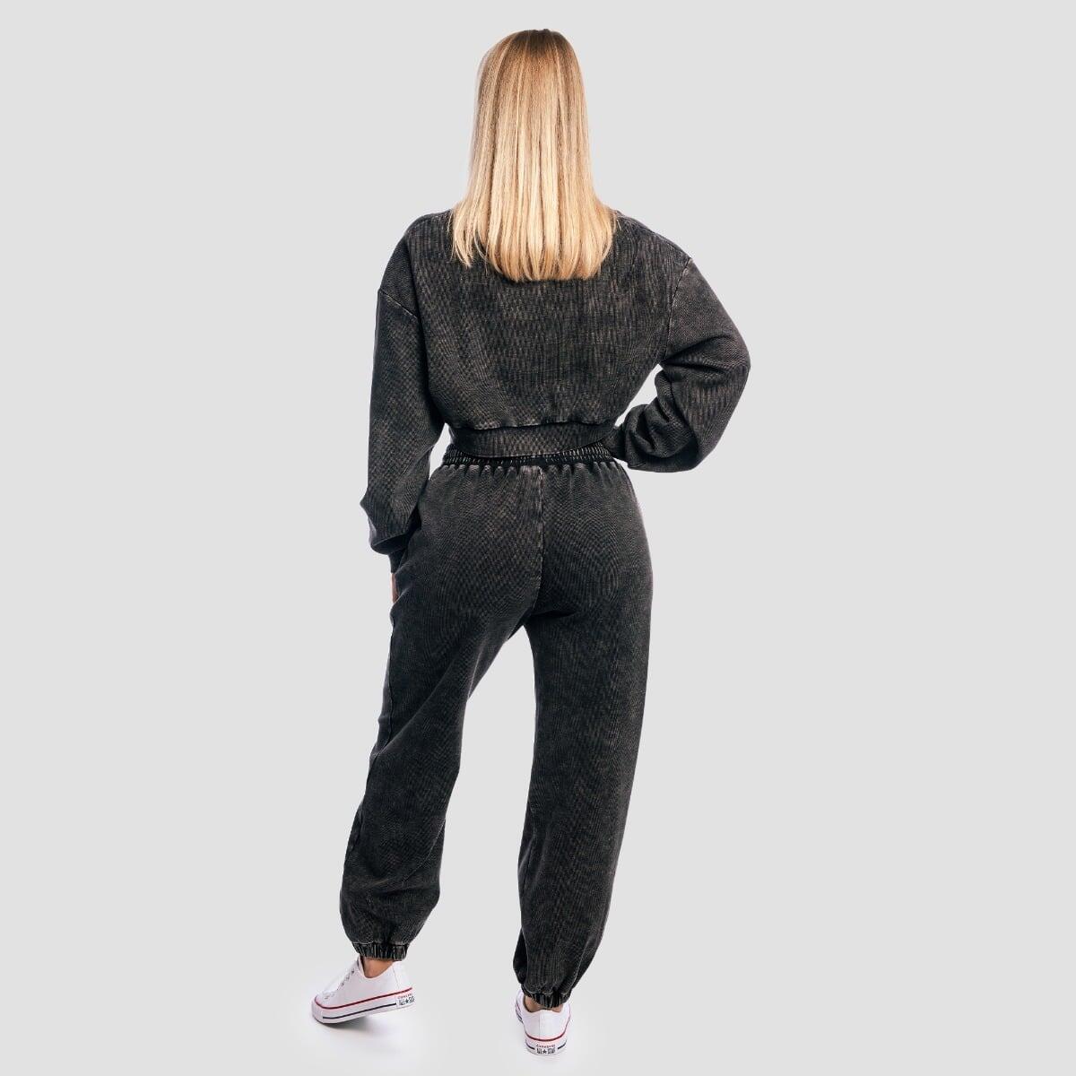 Spodnie dresowe damskie oversize z kieszeniami czarne Aura Washed 5/7