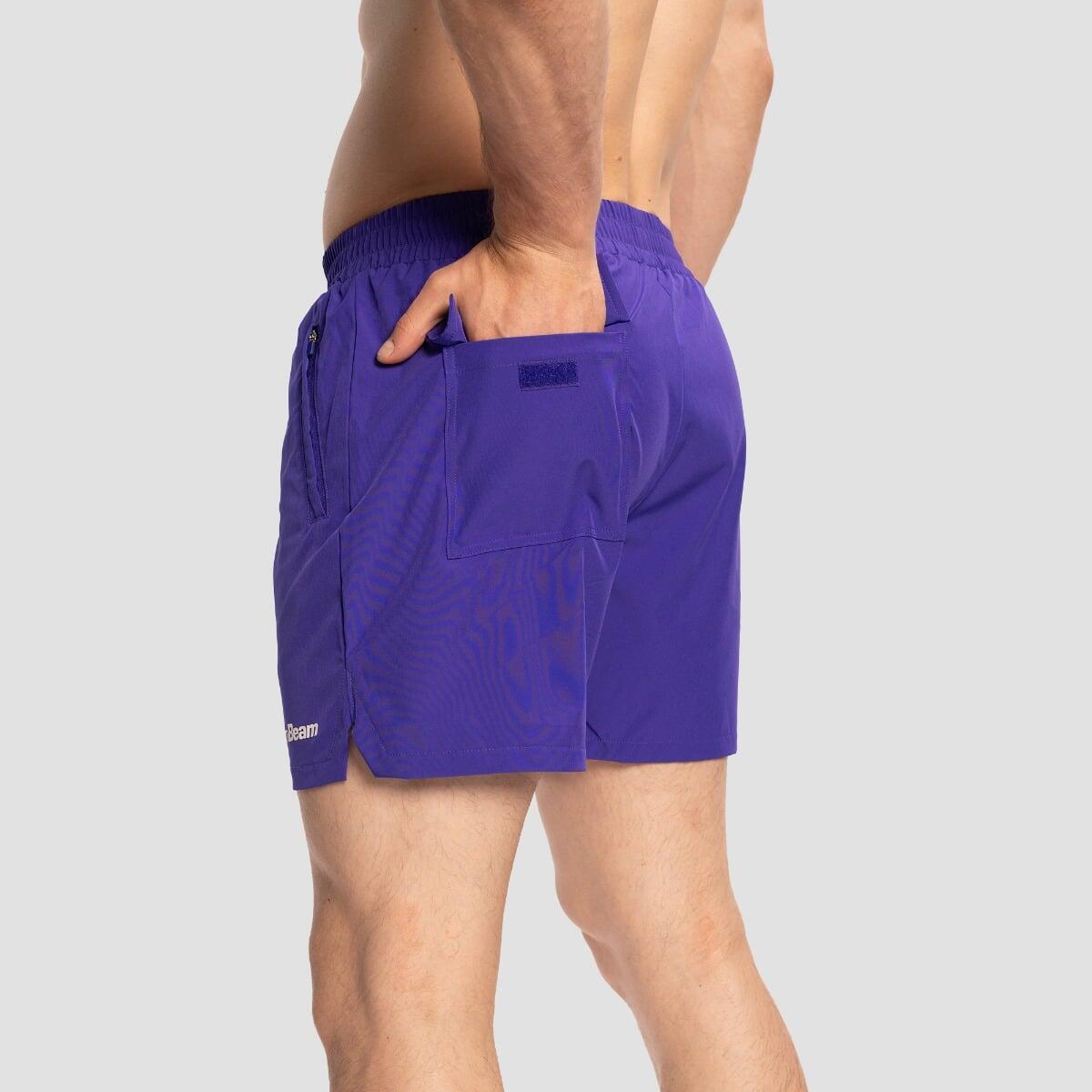 Pantaloncini uomo palestra con zip viola TRN 4/7