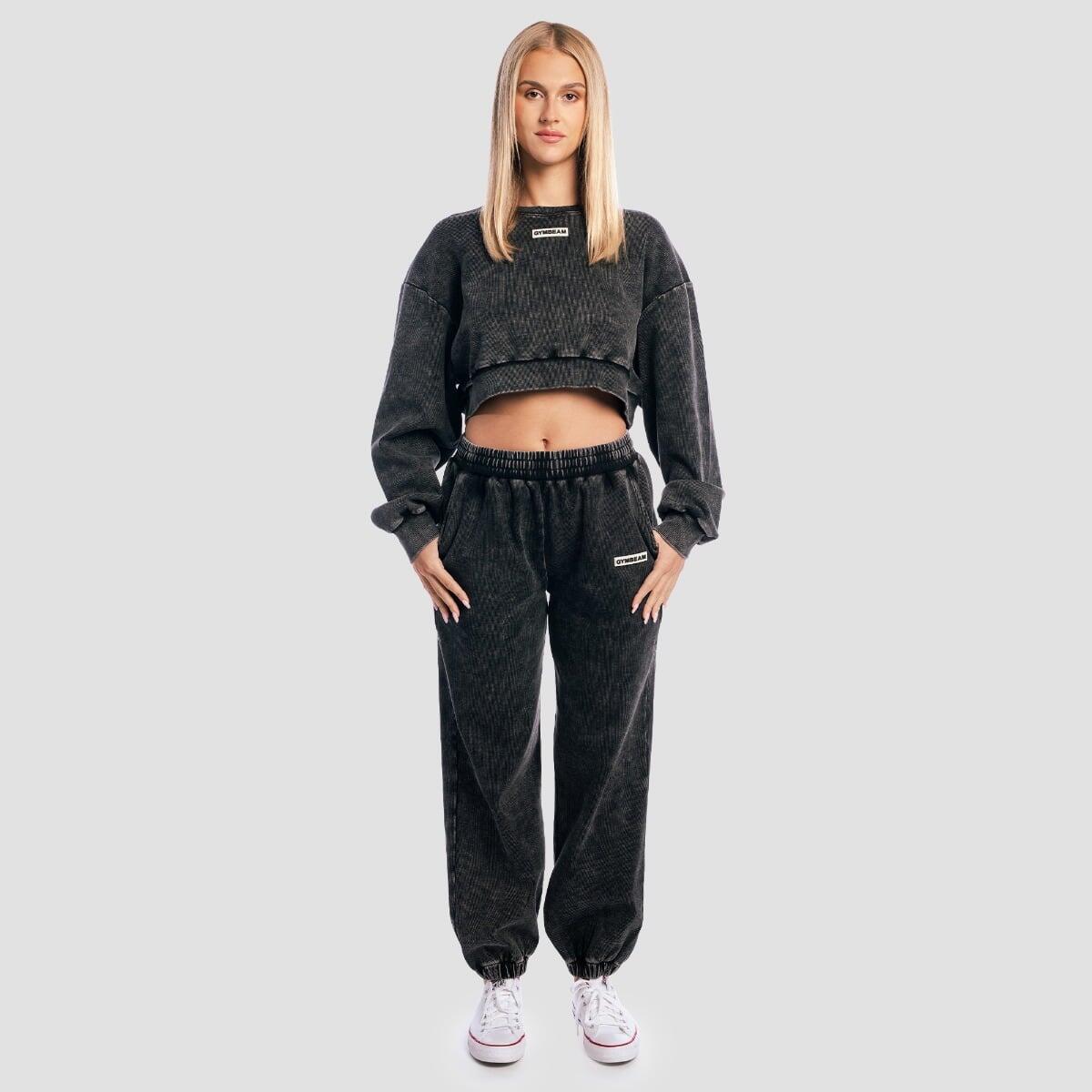 Spodnie dresowe damskie oversize z kieszeniami czarne Aura Washed 4/7