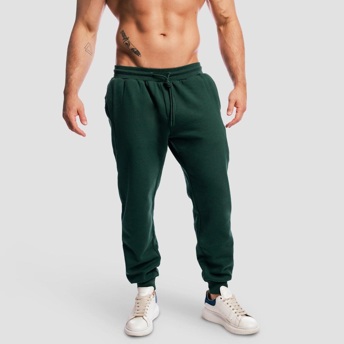 Spodnie męskie fitness oversize ze sznurkiem zielone Base 4/7