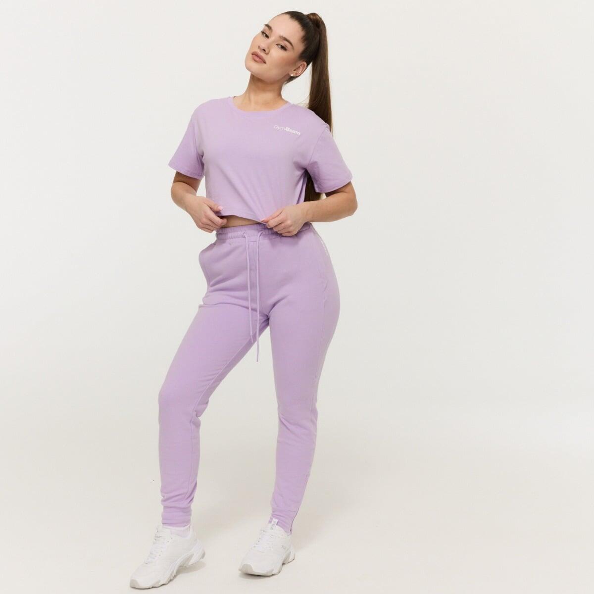 Tepláky dámské fitness slim se šňůrkou levandulové Limitless 5/7