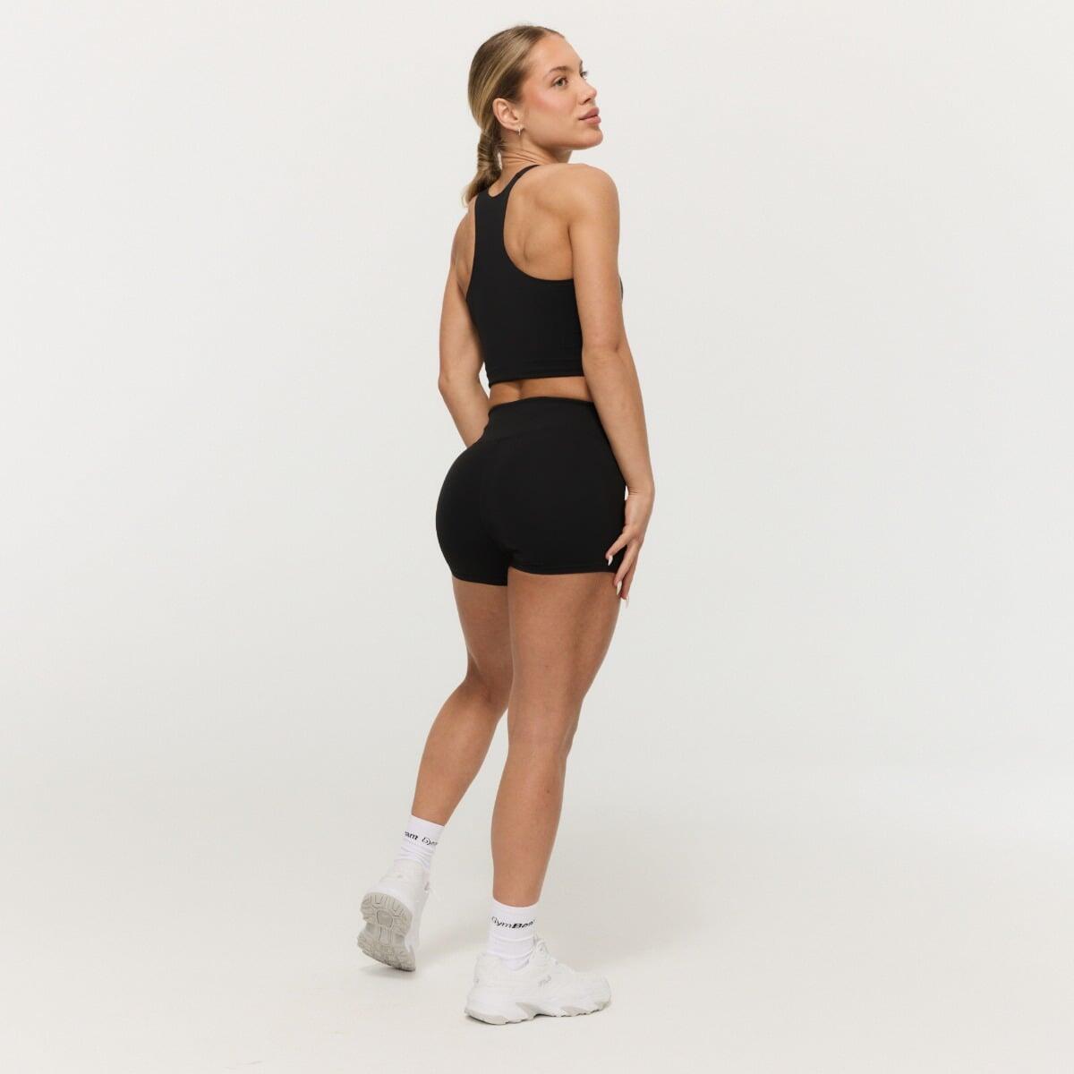 Pantaloncini donna palestra slim neri BEAT 5/7