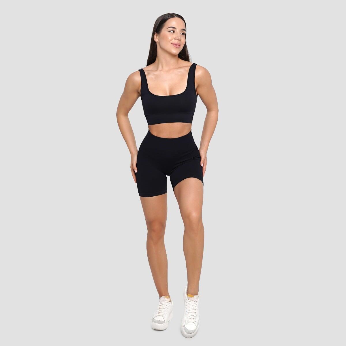 Szorty damskie fitness bezszwowe z wysoką talią czarne Lift 4/6