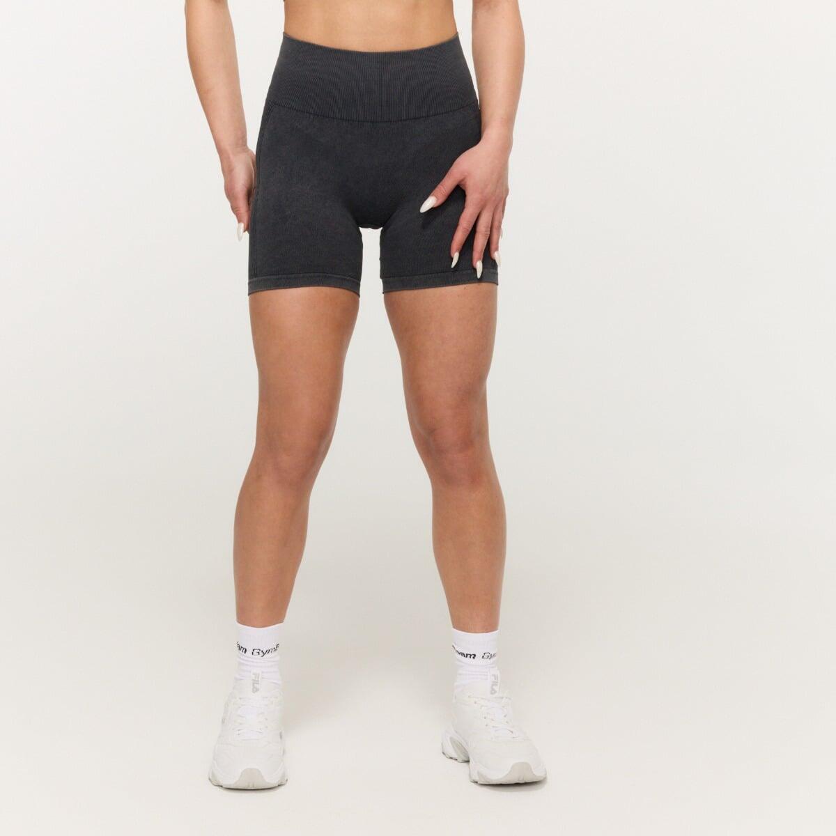 Pantaloncini donna palestra senza cuciture grigi Lift 3/7