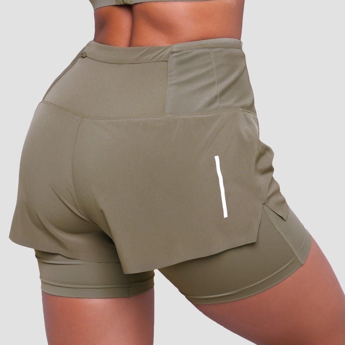 Pantaloncini donna running slim verdi Pulse 4/7
