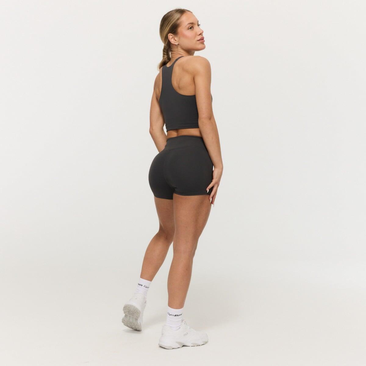 Spodenki damskie fitness slim z wysokim stanem BEAT Charcoal 5/7