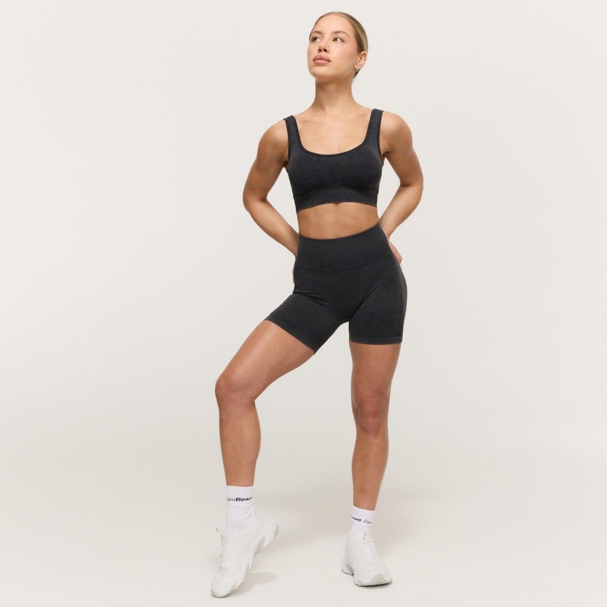 Pantaloncini donna palestra senza cuciture grigi Lift 5/7