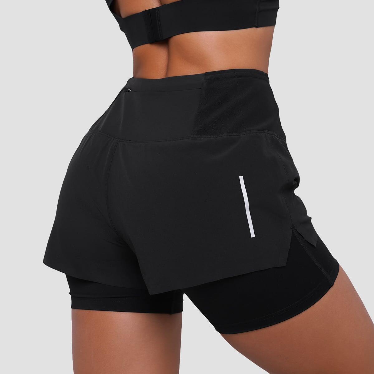 Pantaloncini donna running slim neri Pulse 4/7