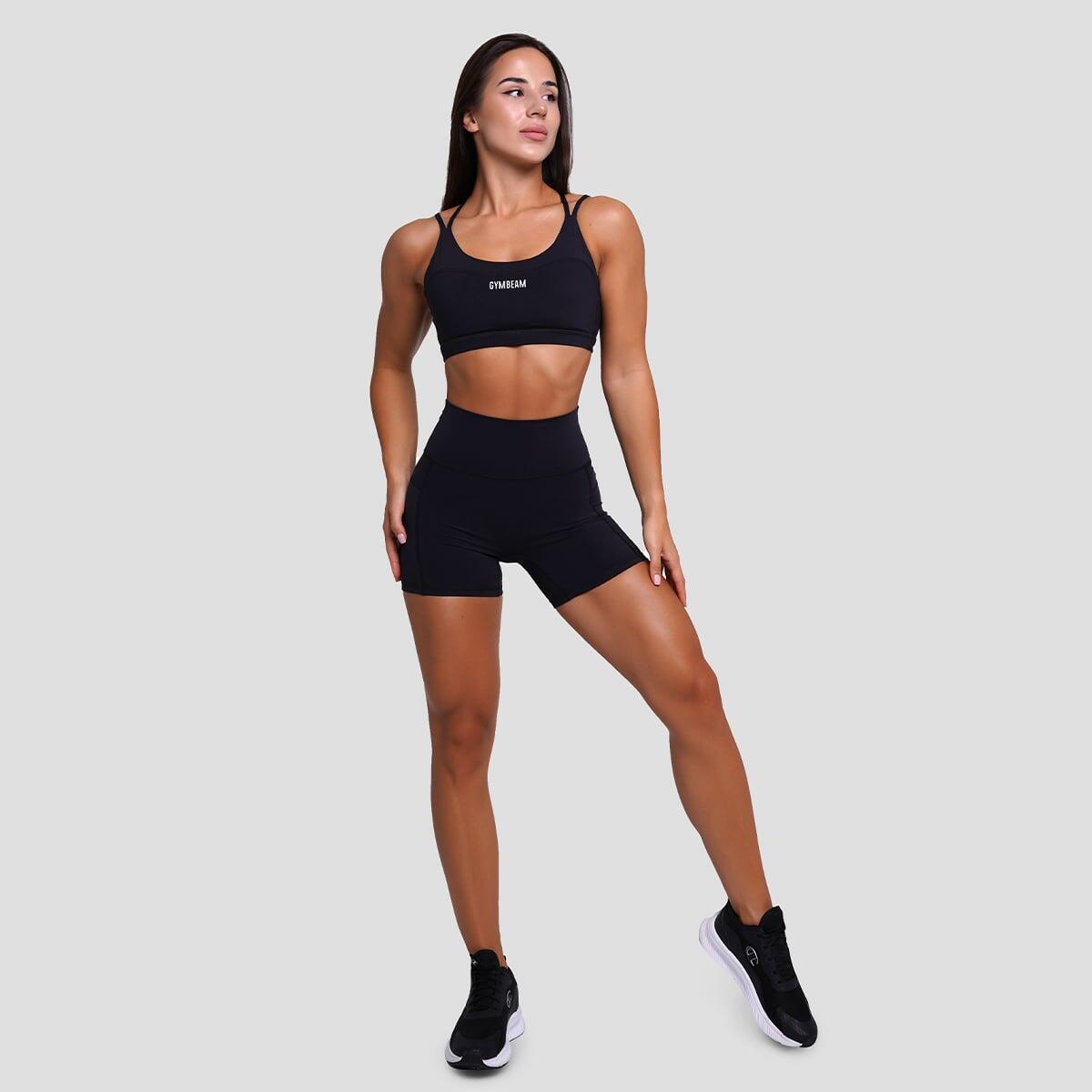 Pantaloncini donna fitness slim neri FIT 6/7