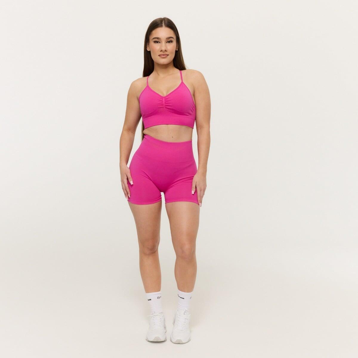 Pantaloncini donna fitness traspiranti rosa Sculpt 5/7