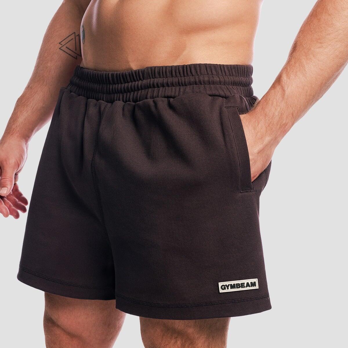 Szorty męskie fitness oversize brązowe Aura 2/7
