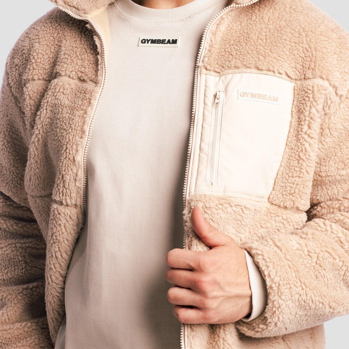 Giacca uomo con zip oversize crema Sherpa 2/7