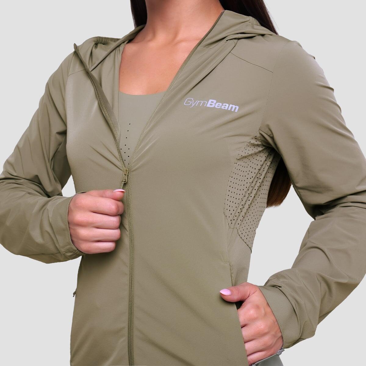 Giacca donna running con zip verde Pulse 2/7
