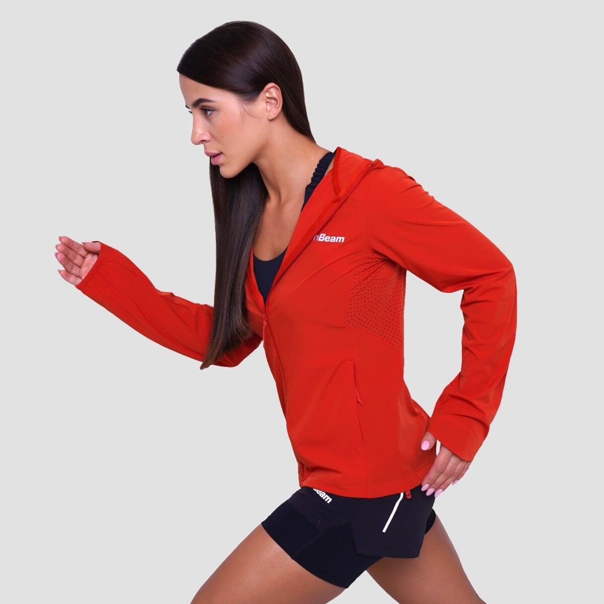 Giacca donna running con cappuccio arancione Pulse 4/7