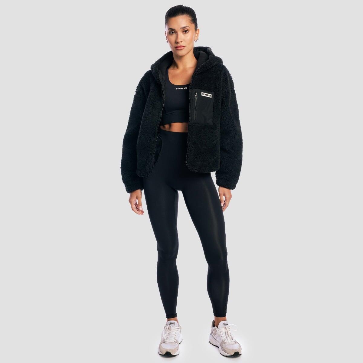 Giacca donna con cappuccio oversize nera Sherpa 4/7