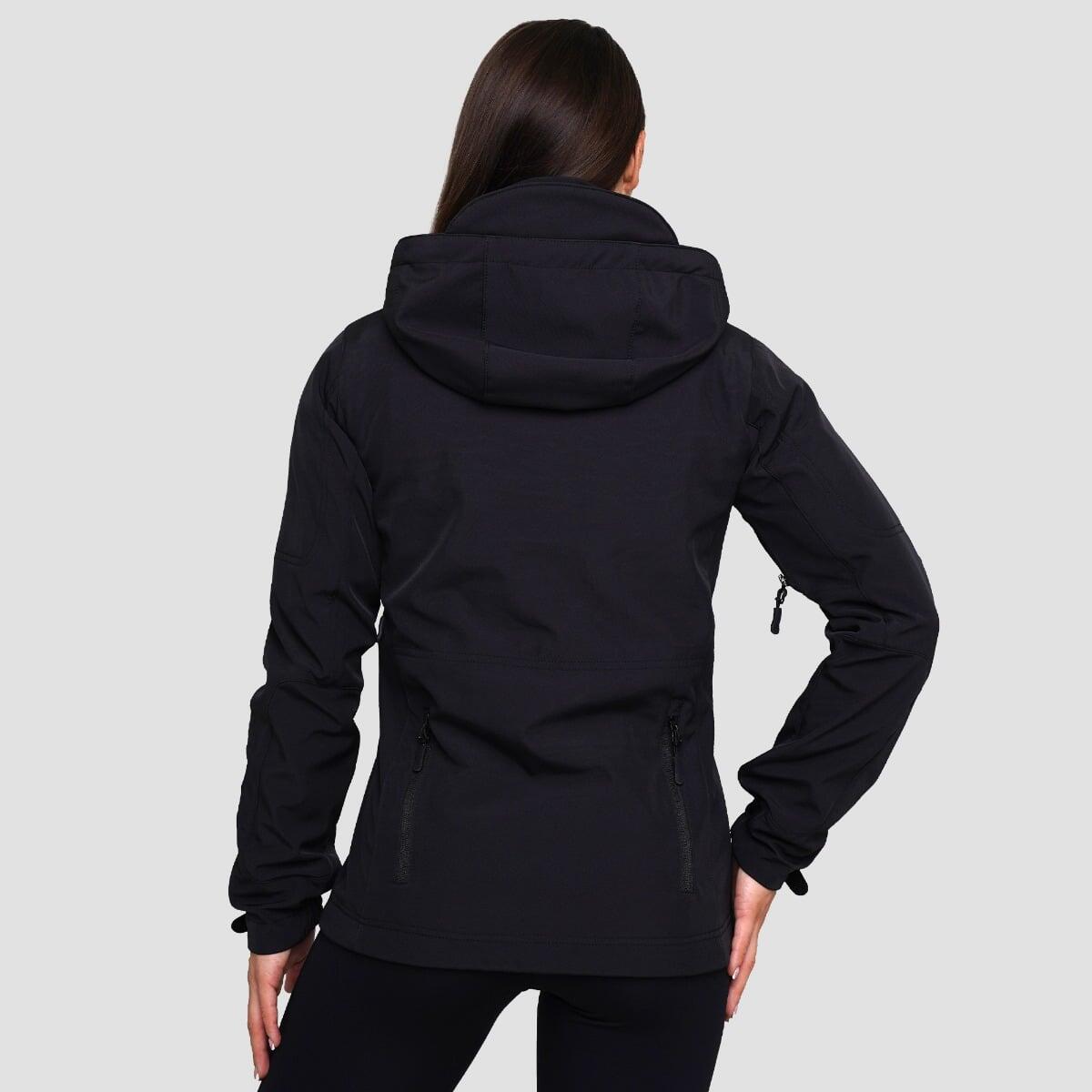 Giacca donna trekking con cappuccio nera Softshell 3/7
