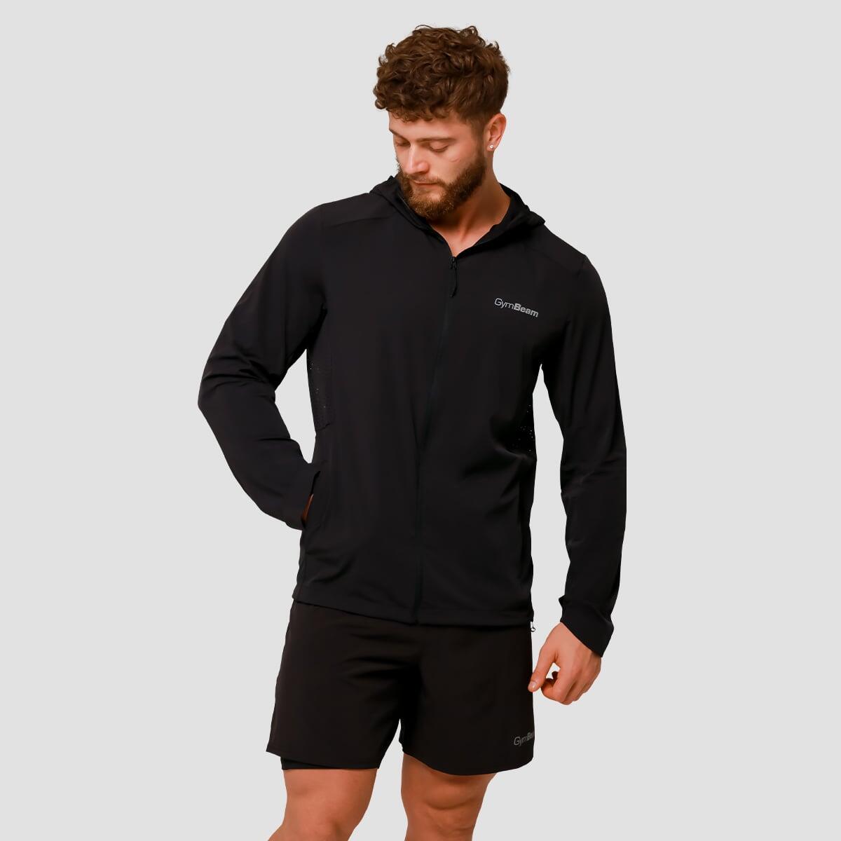 Giacca uomo running con zip nera Pulse 4/7