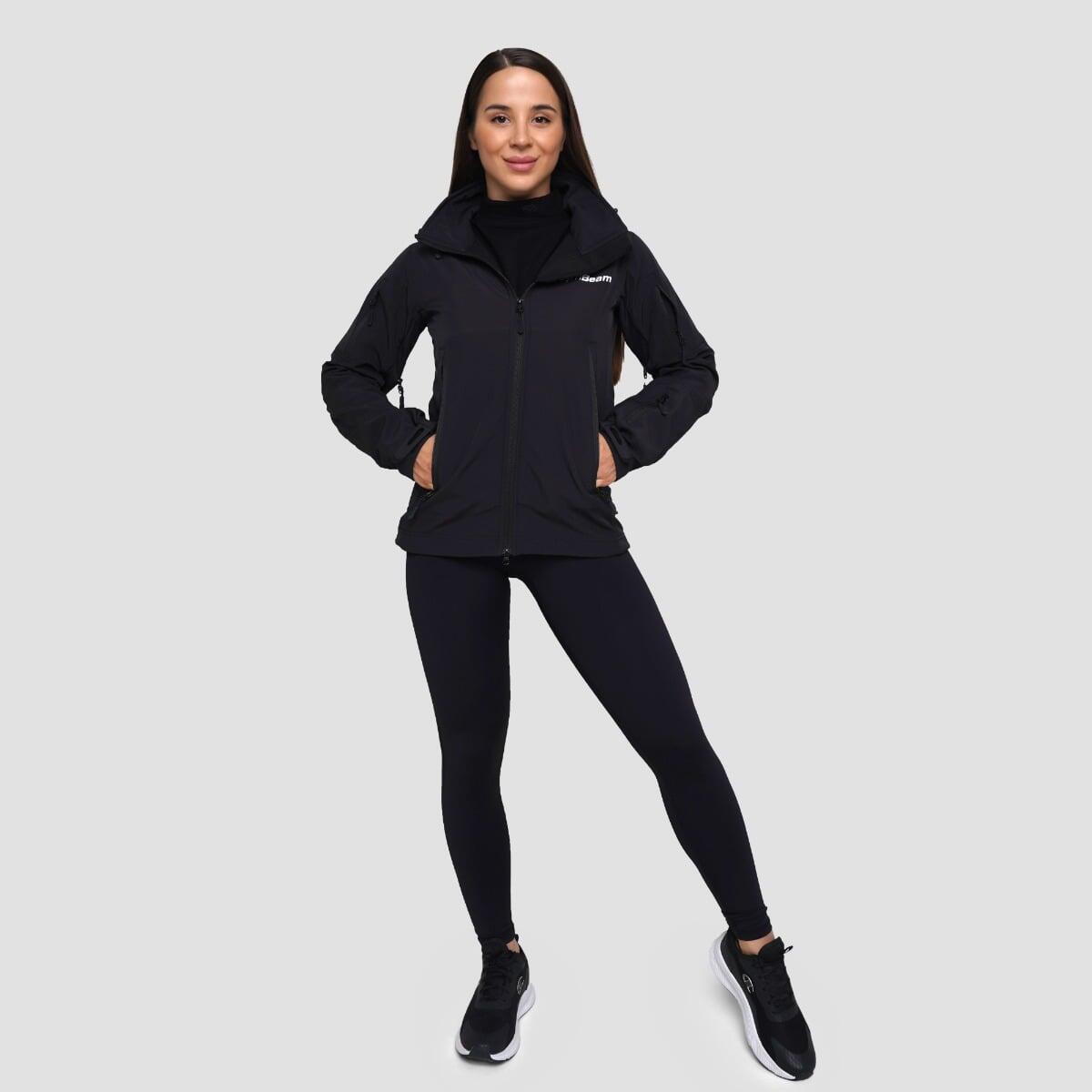 Giacca donna trekking con cappuccio nera Softshell 6/7