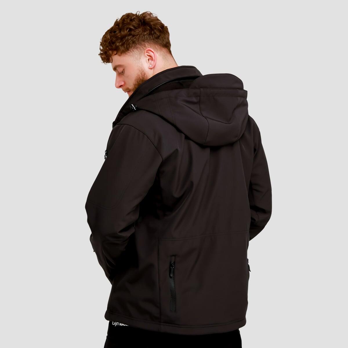 Giacca uomo trekking con cappuccio nera Softshell 3/7