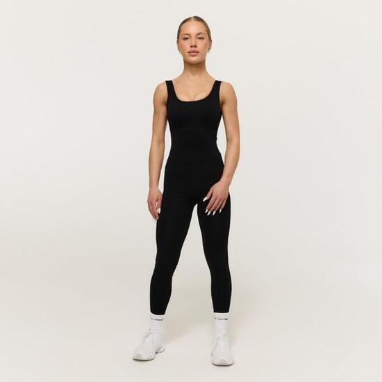 Tuta intera donna yoga senza maniche nera