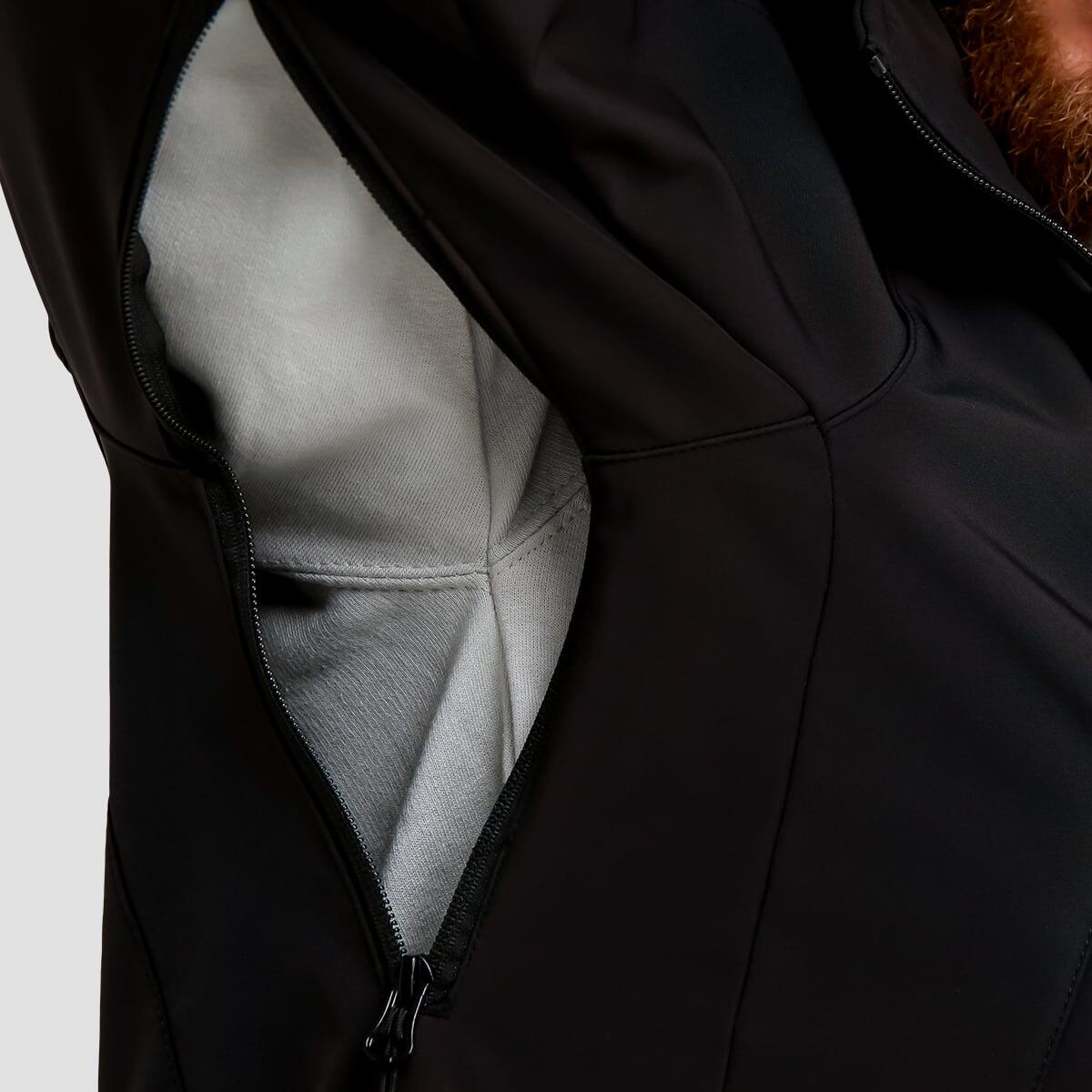 Giacca uomo trekking con cappuccio nera Softshell 2/7