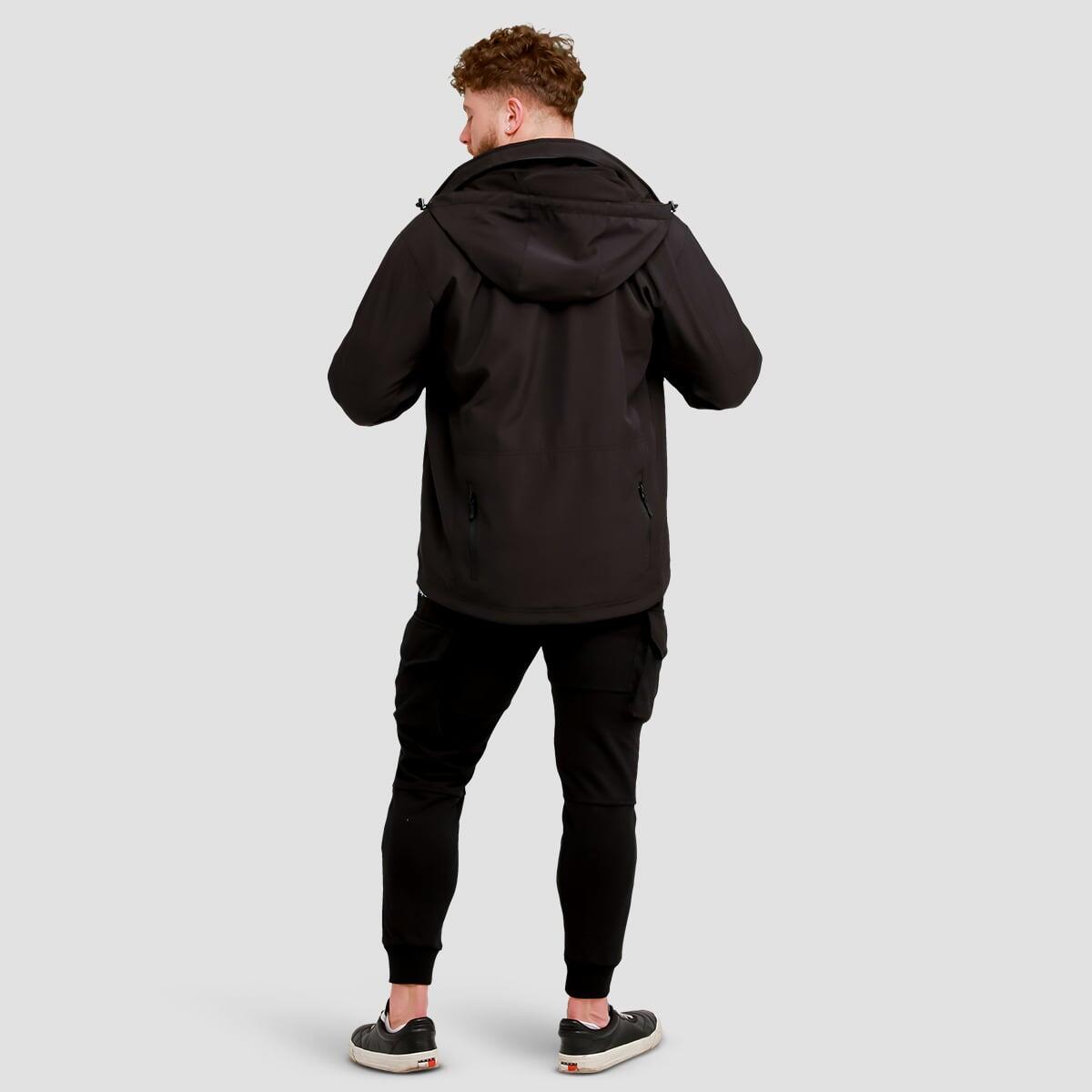 Giacca uomo trekking con cappuccio nera Softshell 5/7