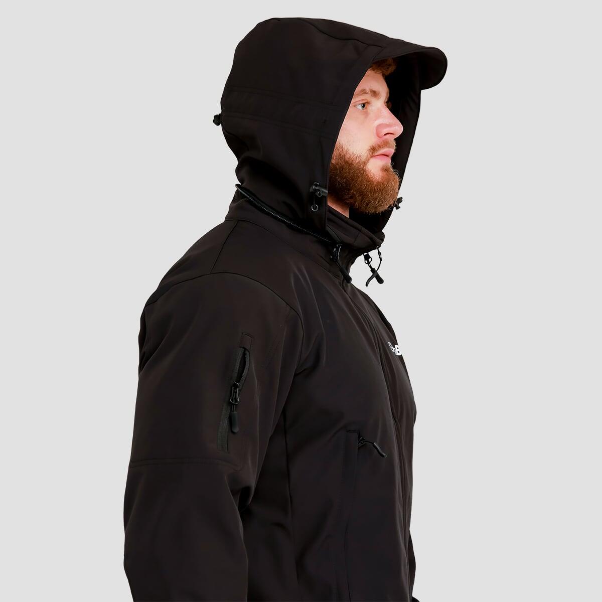 Giacca uomo trekking con cappuccio nera Softshell 4/7