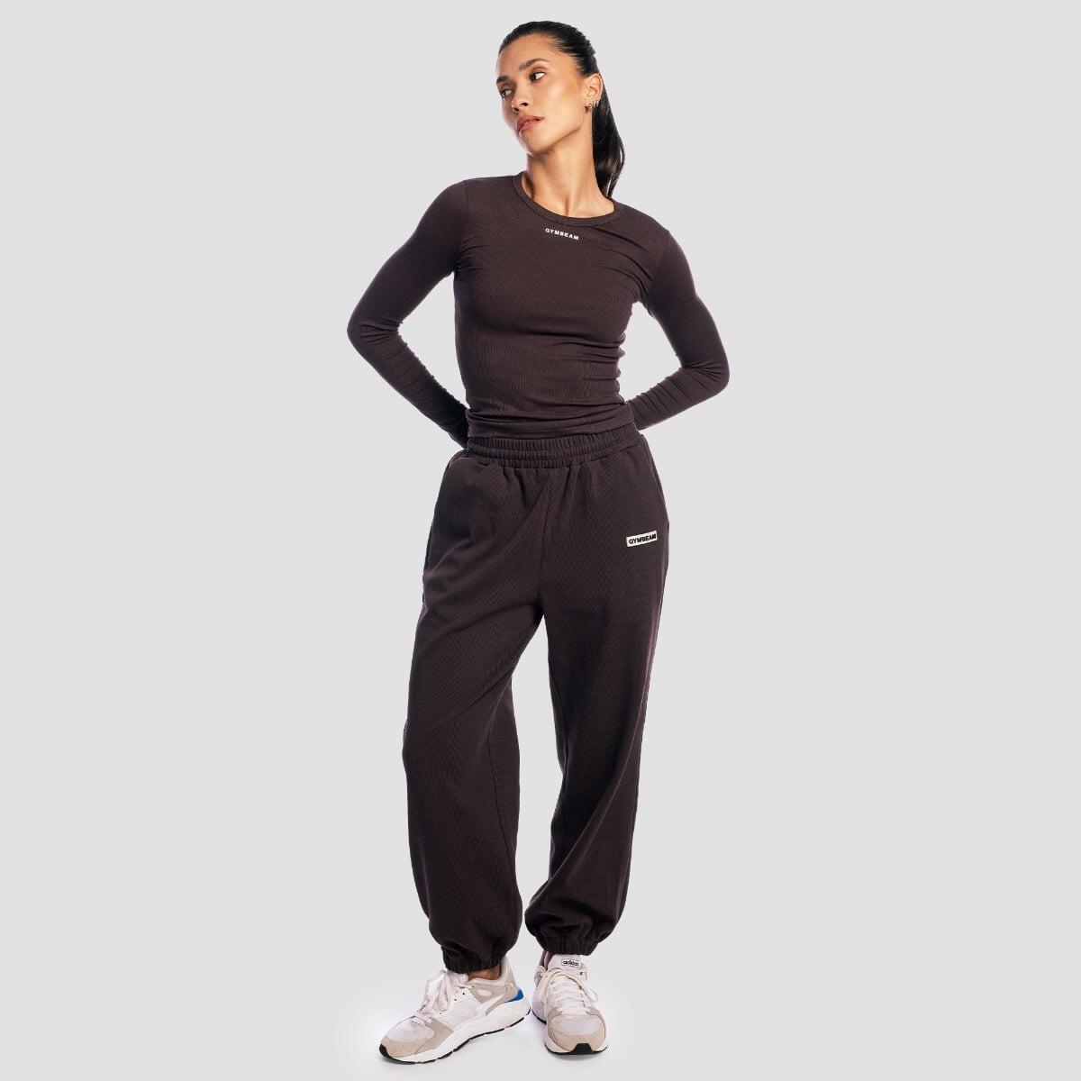 Koszulka damska fitness z długim rękawem slim brązowa Aura 4/7