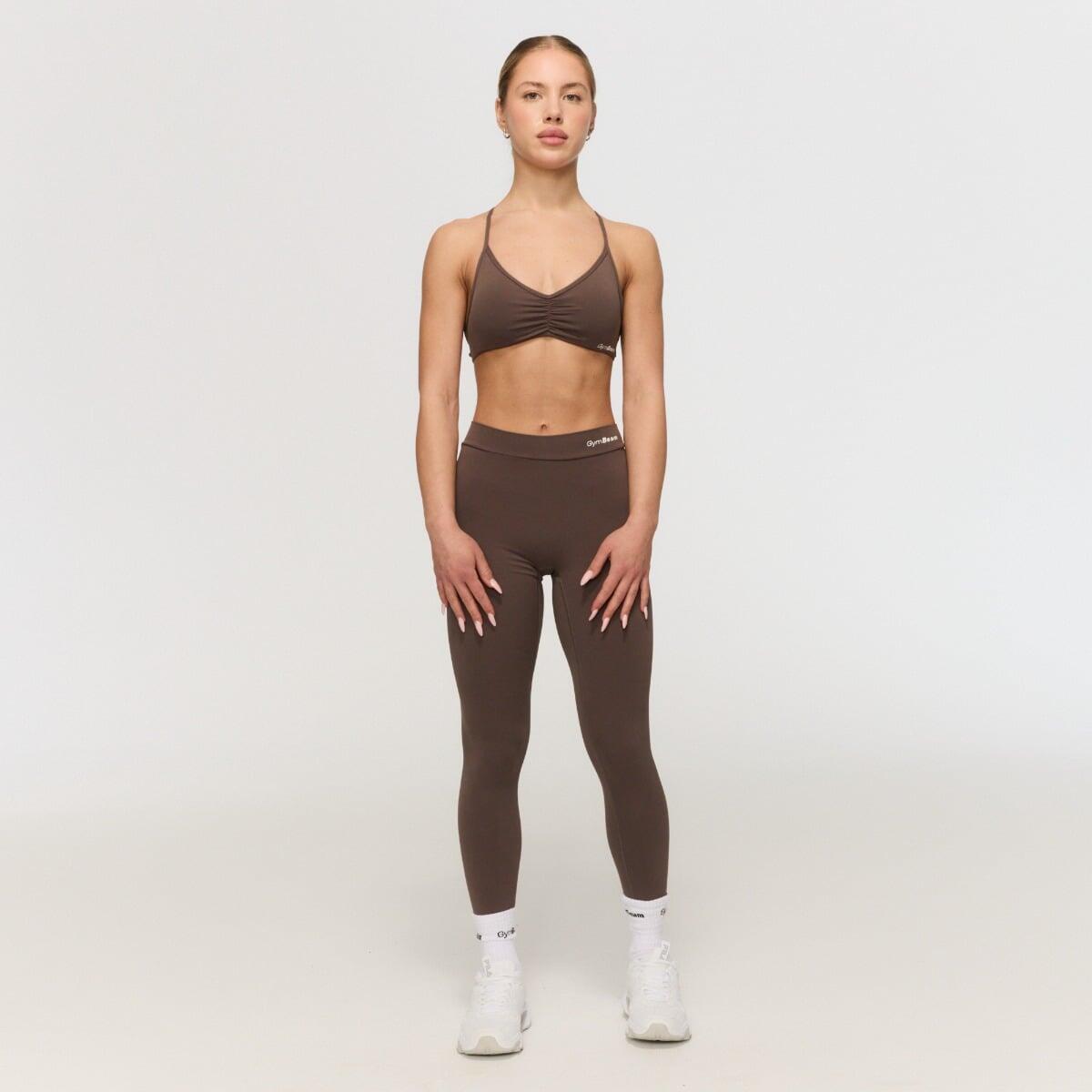Biustonosz damski fitness ze skrzyżowanymi ramiączkami cappuccino Fierce 2/6
