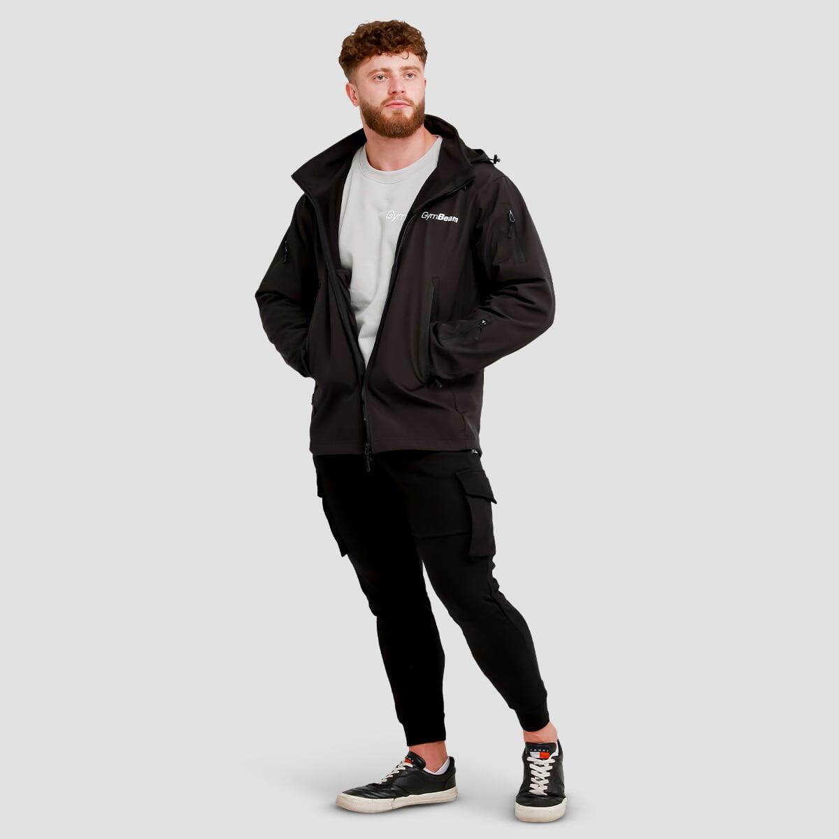 Giacca uomo trekking con cappuccio nera Softshell 6/7